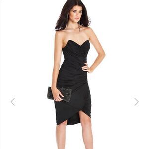 Marciano strapless dress size small, black with side ruching and leather